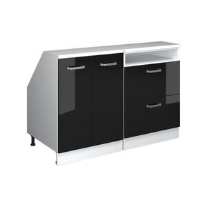 Vicco SADA SKŘÍNÍ PRO ŠIKMOU STŘECHU Rion Černý vysoký lesk 120 cm Sada 2 korpusů skříně hloubka 60 cm obraz
