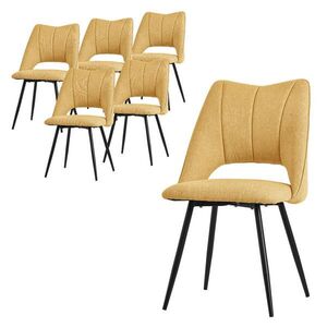 ML-DESIGN SADA 6 JEDÁLENSKÝCH ŽIDLÍ, hořčičně žlutý látkový potah obraz