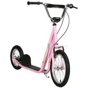 HOMCOM DĚTSKÁ koloběžka s brzdami Scooter 16/12 palců Cityroller nastavitelná růžová obraz