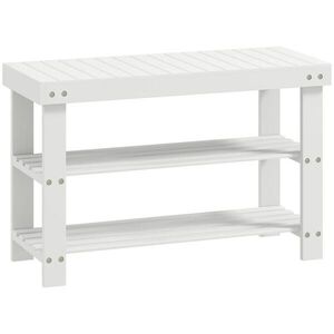 HOMCOM BAMBUSOVÁ LAVIČKA NA BOTY se 2 policemi, lavice s úložným prostorem 70 x 28 x 45 cm, bílá obraz