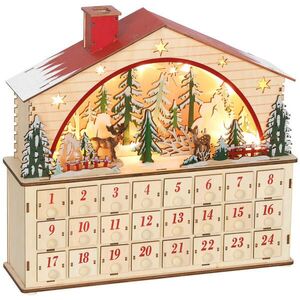 HOMCOM ADVENTNÍ KALENDÁŘ k naplnění 24 zásuvek přihrádek vánoční kalendář přírodní dřevo obraz