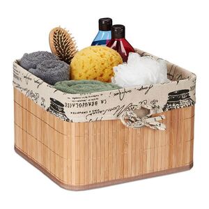 Relaxdays KOŠ Přírodní krémová bambus s látkovou vložkou 31 cm obraz