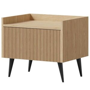 Beautysofa NOČNÍ STOLEK Amfali s 1 dveřmi, drážkovaná čela, systém Push-to-open, kovové nohy, 52 cm, jarní dub obraz