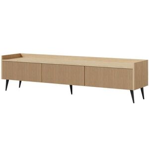 Beautysofa NÍZKÁ KOMODA Amfali se 3 výklopnými dvířky, drážkovaná čela, systém Push-to-open, kovové nohy, 180 cm, jarní dub obraz