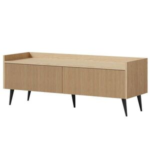 Beautysofa NÍZKÁ KOMODA Amfali se 2 výklopnými dvířky, drážkovaná čela, systém Push-to-open, kovové nohy, 120 cm, jarní dub obraz