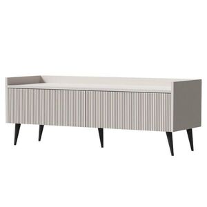 Beautysofa NÍZKÁ KOMODA Amfali se 2 výklopnými dvířky, drážkovaná čela, systém Push-to-open, kovové nohy, 120 cm, kašmír obraz