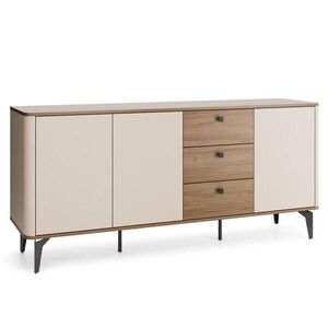 Beautysofa KOMODA Aurora se 3 dveřmi a 3 zásuvkami, kovové nohy, 180 cm, ořech + kašmír obraz