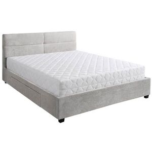 Beautysofa ČALOUNĚNÁ POSTEL Aurea, manželská postel 160x200 cm se zásuvkou a taštičkovou matrací 26 cm, žinylková látka, béžová obraz