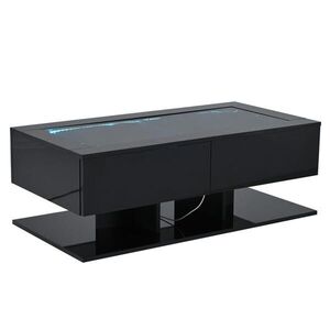 FLIEKS KONFERENČNÍSTOLEK 100x50cm Černý LED Sklo Zásuvka obraz