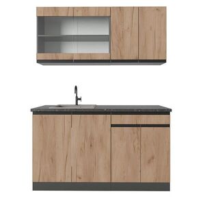 Vicco JEDNOTKOVÁ KUCHYNĚ R-Line Zlatý dub power/antracit 140 cm , PD Antracit obraz