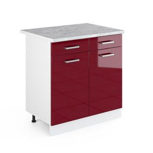 Vicco UNIVERZÁLNÍ ZÁKLADNÍ JEDNOTKA R-Line Bordó červená vysoký lesk 80 cm se zásuvkami a dvířky, s pracovní deskou obraz
