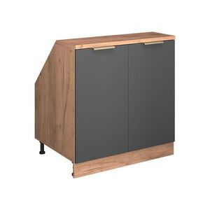 Vicco KUCHYŇSKÁ SKŘÍŇKA POD ŠIKMOU STŘECHU R-Line Antracitově zlatý 80 cm se 2 dveřmi, korpus skříně hloubka 60 cm obraz