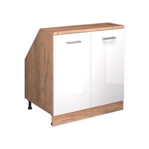 Vicco KUCHYŇSKÁ SKŘÍŇKA POD ŠIKMOU STŘECHU R-Line Bílá vysoký lesk 80 cm se 2 dveřmi, korpus skříně hloubka 60 cm obraz