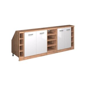 Vicco KUCHYŇSKÁ SKŘÍŇKA POD ŠIKMOU STŘECHU R-Line Bílá vysoký lesk 210 cm Sada 5 korpusů skříně hloubka 60 cm obraz
