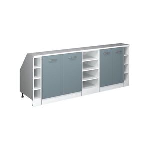 Vicco ŠATNÍ SESTAVA PRO ŠIKMÉ STŘECHY Rion Modrošedá 210 cm Sada 5 korpusů skříně hloubka 60 cm obraz