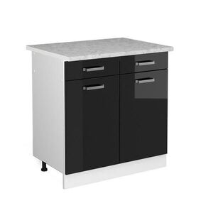 Vicco SPODNÍ SKŘÍŇKA KUCHYŇSKÉ LINKY R-Line Černý vysoký lesk 80 cm s pracovní deskou obraz