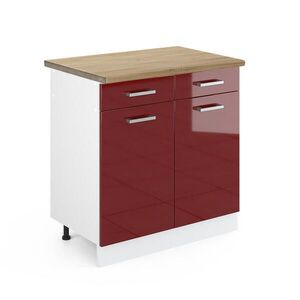 Vicco SPODNÍ SKŘÍŇKA KUCHYŇSKÉ LINKY R-Line Červená vysoký lesk 80 cm , PD Dub obraz
