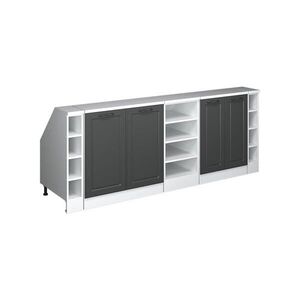 Vicco KUCHYŇSKÁ SKŘÍŇKA POD ŠIKMOU STŘECHU R-Line Antracitový venkovský dům 210 cm Sada 5 korpusů skříně hloubka 60 cm obraz
