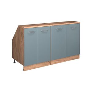Vicco KUCHYŇSKÁ SKŘÍŇKA POD ŠIKMOU STŘECHU R-Line Modrošedá 140 cm Sada 2 korpusů skříně hloubka 60 cm obraz