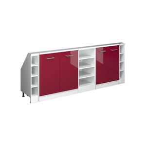 Vicco KUCHYŇSKÁ SKŘÍŇKA POD ŠIKMOU STŘECHU R-Line Červená/bílá s vysokým leskem 210 cm Sada 5 kusů obraz