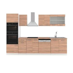 Vicco KUCHYŇSKÝ KOUT R-Line Sonoma 300 cm s vysokou skříní, PD Dub obraz