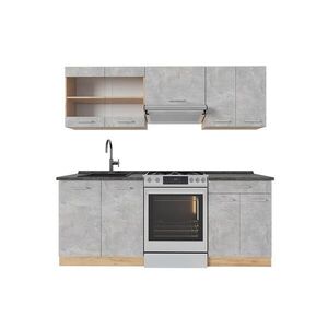 Vicco KUCHYŇSKÝ KOUT R-Line Beton/zlatý dub 200 cm , PD Antracit obraz