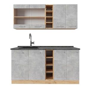 Vicco JEDNOTKOVÁ KUCHYNĚ R-Line Beton/zlatý dub 160 cm , PD Antracit obraz