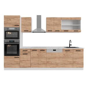 Vicco KUCHYŇSKÝ KOUT R-Line Zlatý mocný dub 300 cm PD Mramor obraz