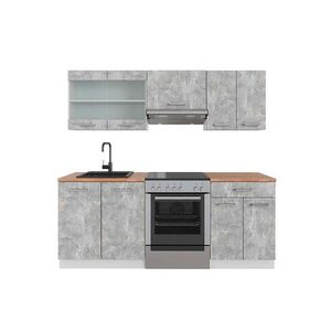 Vicco KUCHYŇSKÝ KOUT R-Line Beton/bílá 200 cm , PD Dub obraz