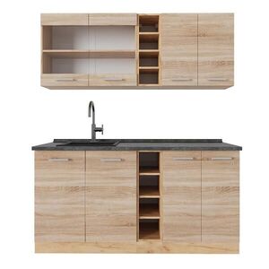 Vicco JEDNOTKOVÁ KUCHYNĚ R-Line Dub Sonoma/Goldkraft 160 cm , PD Antracit obraz