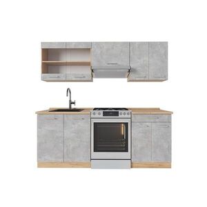 Vicco KUCHYŇSKÝ KOUT R-Line Beton/zlatý dub 200 cm bez pracovní desky obraz