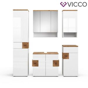 Vicco SADA KOUPELNOVÉHO NÁBYTKU Eden, Bílá vysoký lesk, 5dílná obraz