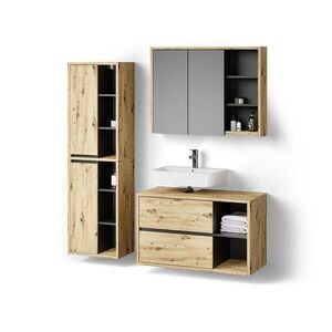 Livinity® SADA NÁBYTKU DO KOUPELNY Vomano, Řemeslný dub, 3dílná obraz