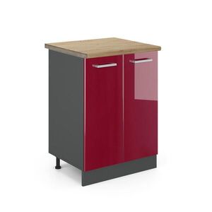Vicco SPODNÍ SKŘÍŇKA KUCHYŇSKÉ LINKY R-Line Červená vysoký lesk 60 cm , PD Dub obraz