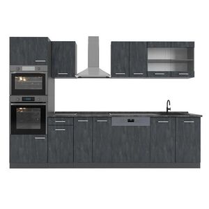 Vicco KUCHYŇSKÝ KOUT R-Line Černý beton 300 cm PD Antracit obraz