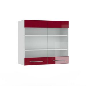 Vicco SKLENĚNÁ KUCHYŇSKÁ SKŘÍŇKA Fame-Line Bordó červená vysoký lesk 80 cm obraz