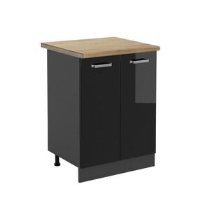 Vicco SPODNÍ SKŘÍŇKA KUCHYŇSKÉ LINKY R-Line Černý vysoký lesk 60 cm , PD Dub obraz