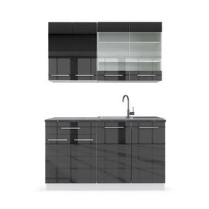 Vicco JEDNOTKOVÁ KUCHYNĚ Fame-Line Antracitový vysoký lesk/bílá 140 cm , PD Antracit obraz