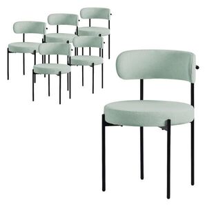 ML-DESIGN SADA 6 JÍDELNÍCH ŽIDLÍ Zelená látka Teddy obraz
