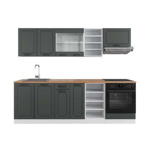 Vicco KUCHYŇSKÝ KOUT R-Line Antracitový venkovský dům/bílá 240 cm , PD Dub obraz