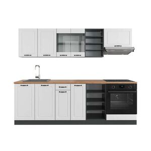 Vicco KUCHYŇSKÝ KOUT R-Line Bílý venkovský dům/antracit 240 cm , PD Dub obraz