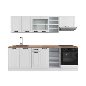 Vicco KUCHYŇSKÝ KOUT R-Line Bílý venkovský dům/bílá 240 cm , PD Dub obraz