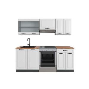 Vicco KUCHYŇSKÝ KOUT R-Line Bílý venkovský dům/antracit 200 cm , PD Dub obraz