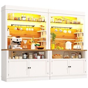 STILVORA KUCHYŇSKÁ SESTAVA v bílé barvě s LED osvětlením a otevřenou policí do kuchyně, 107×43×184 cm obraz