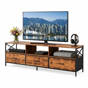 Relaxdays TV-SKŘÍŇKA industriální černá látkové zásuvky obraz