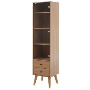 STILVORA VITRÍNA v přírodní barvě se skleněnými dvířky a 2 zásuvkami do obýváku, 39, 8×35×160 cm obraz