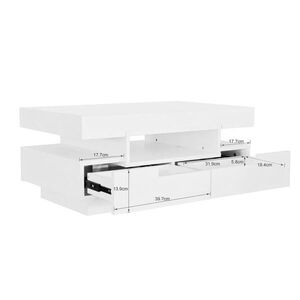 STILVORA KONFERENČNÍ STŮL v bílé barvě s LED osvětlením a 4 zásuvkami do obýváku, 80×50×36 cm obraz