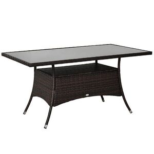 Redom ZAHRADNÍ stůl 150/85/74 cm pro vnitřní i venkovní použití s bezpečnostním sklem, Hnědá obraz
