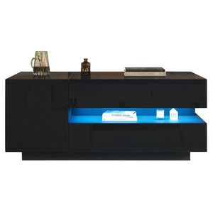 Redom KONFERENČNÍ stolek 95/50/40 cm s výsuvnou deskou, LED osvětlením a úložným prostorem, Černá obraz