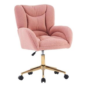 Redom OTOČNÁ kancelářská židle 64/62/92, 5 cm, výškově nastavitelná s 360° kolečky a potahem z imitace beránčí kůže, Růžová obraz